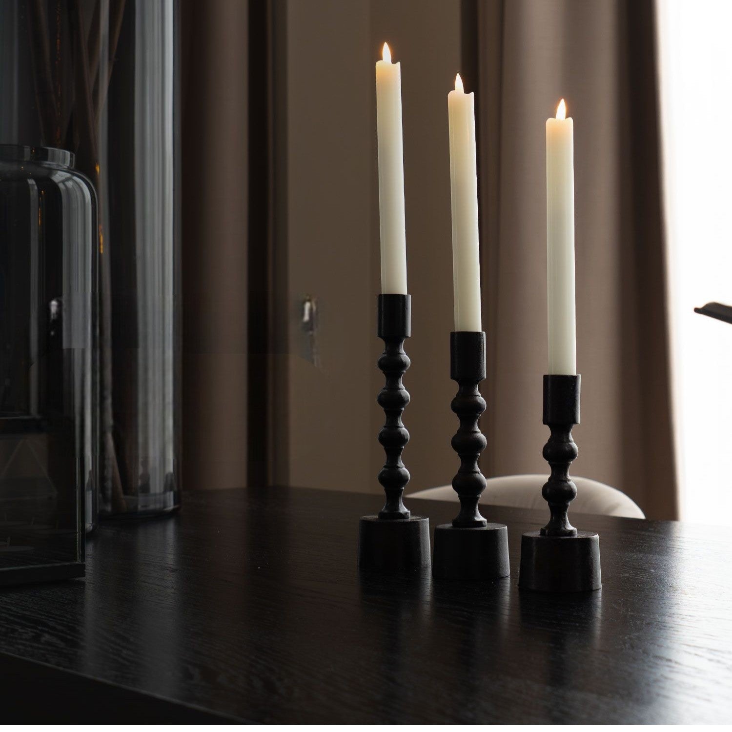 Lot de 6 bougies LED coniques - Blanc cassé