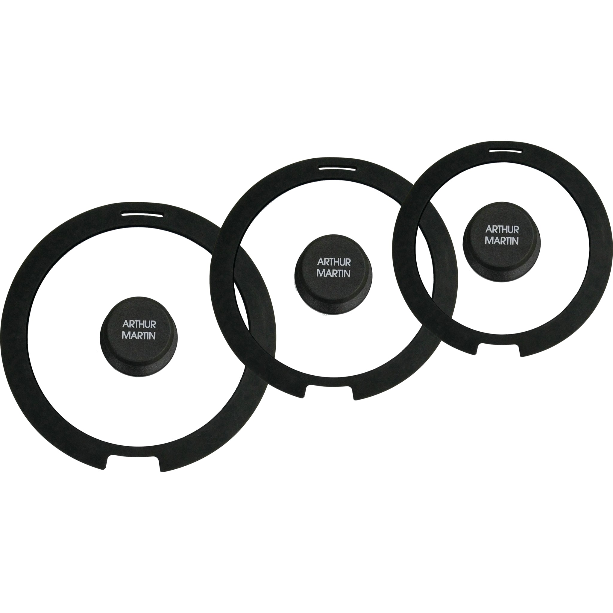 Lot de 3 Couvercles Universels Arthur Martin en Verre et Silicone (16-18-20 cm) pour Poêles et Casseroles