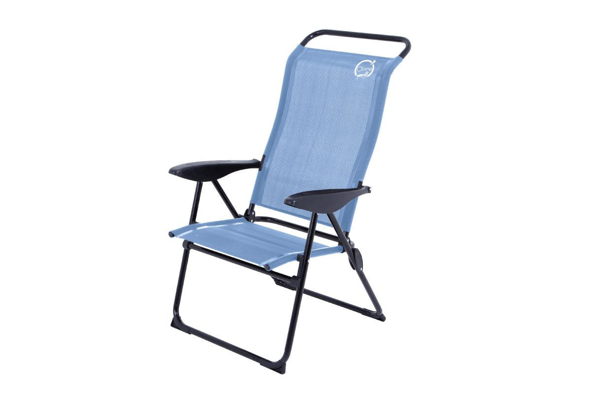 Fauteuil de camping 5 positions pliable - Bleu - 70 x 62 x 105 cm