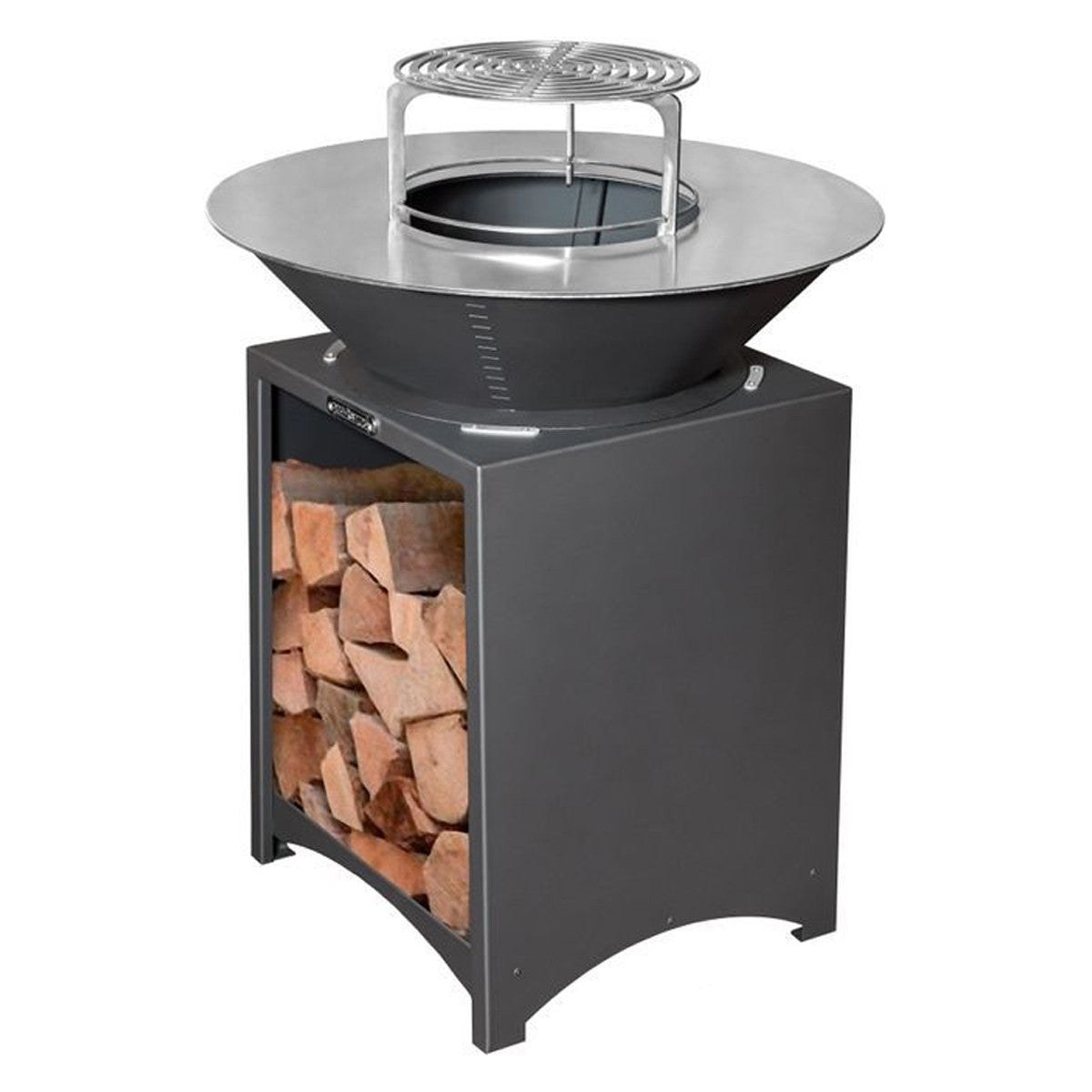 Brasero haut avec plaque et grille amovible en acier barbecue plancha extérieur Ø 100 cm