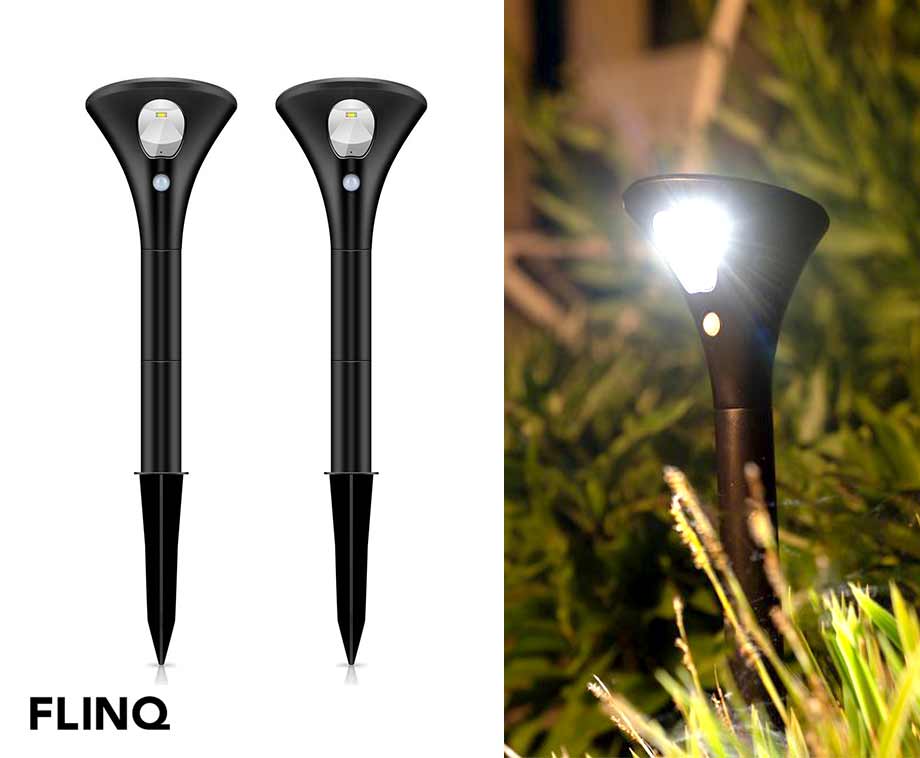 Lot de 2 lampes solaires Spike - Éclairage d'allée de jardin