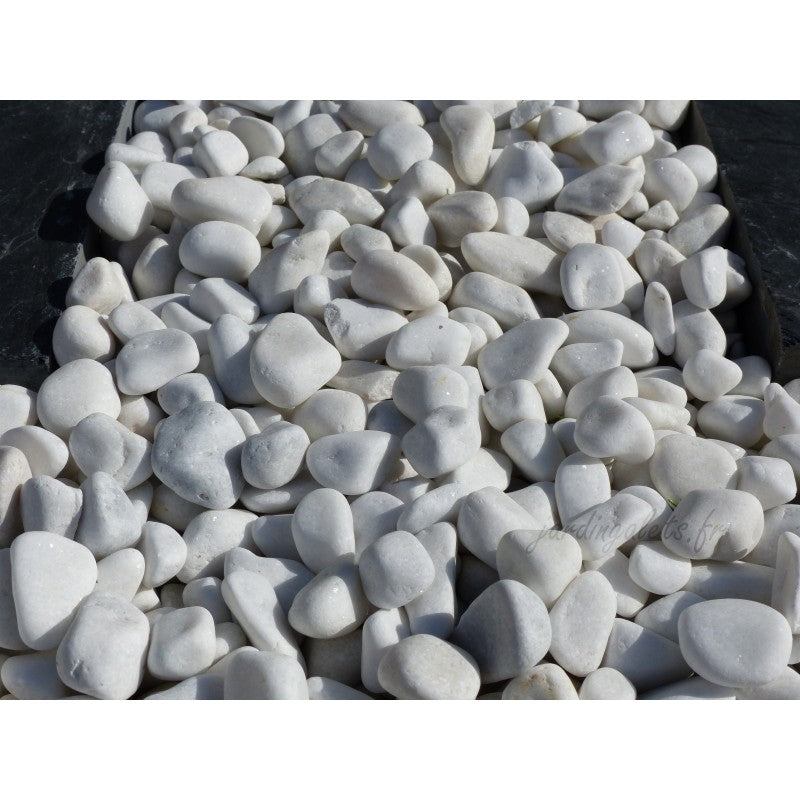 Galets blanc décoratifs 12/24 - reflets pailletés - 60 à 80 kg/m²