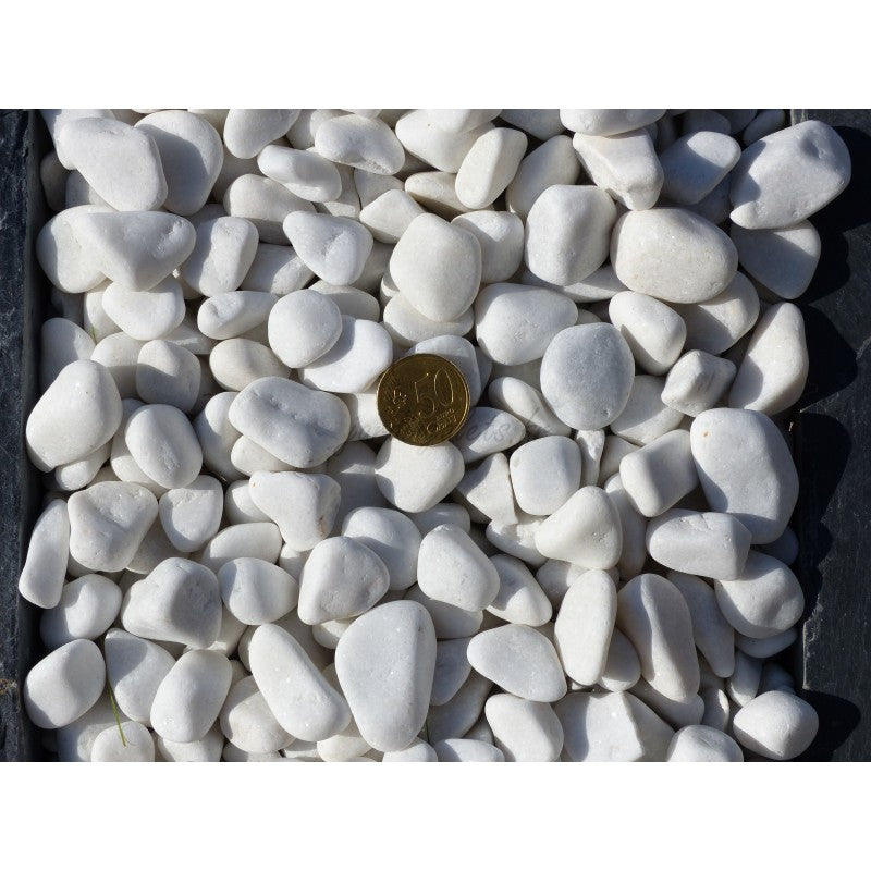 Galets blanc décoratifs 12/24 - reflets pailletés - 60 à 80 kg/m²