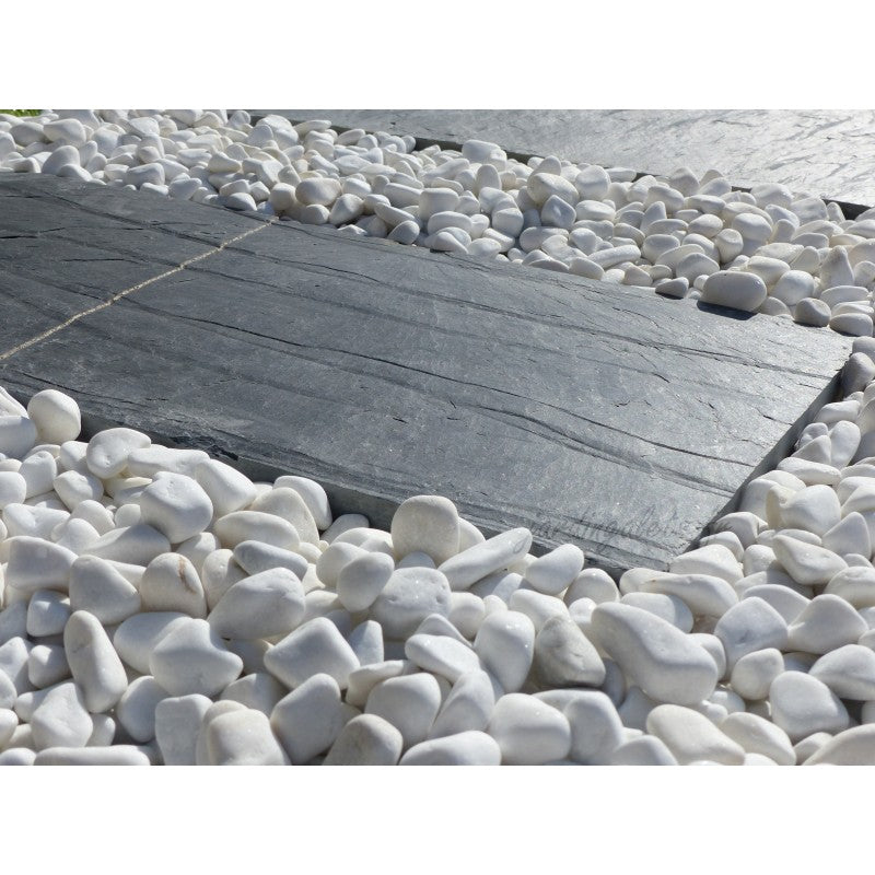 Galets blanc décoratifs 12/24 - reflets pailletés - 60 à 80 kg/m²