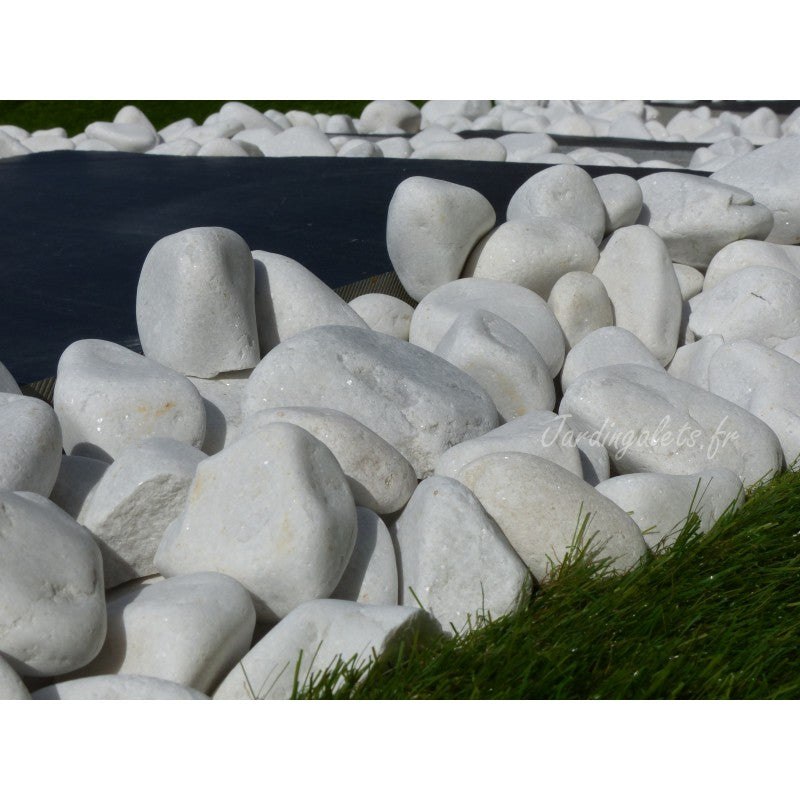 Galets blanc décoratifs 40/60 - reflets pailletés - 80 kg/m²