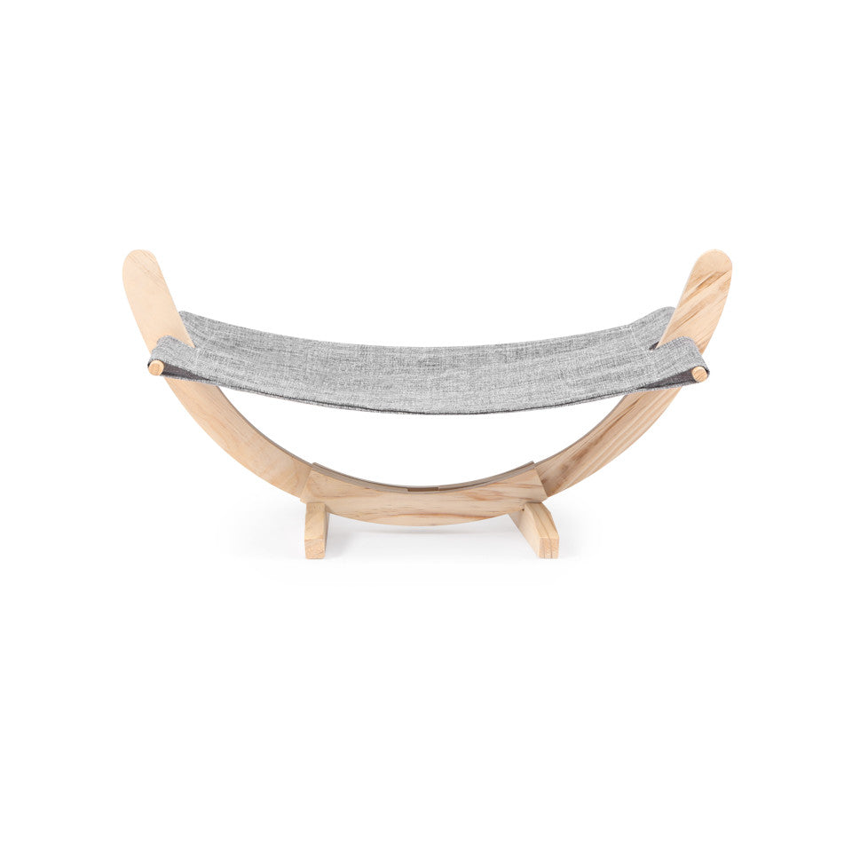 Hamac gris pour chat avec structure en bois
