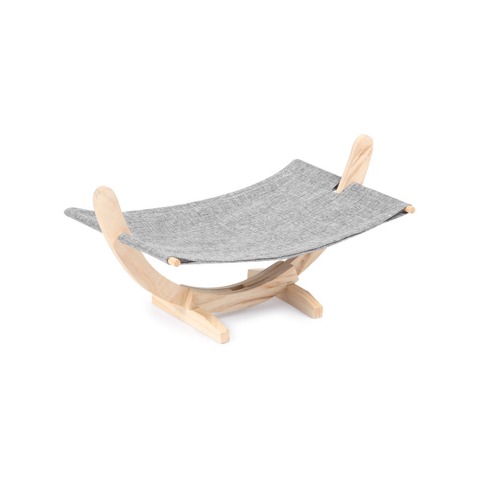 Hamac gris pour chat avec structure en bois