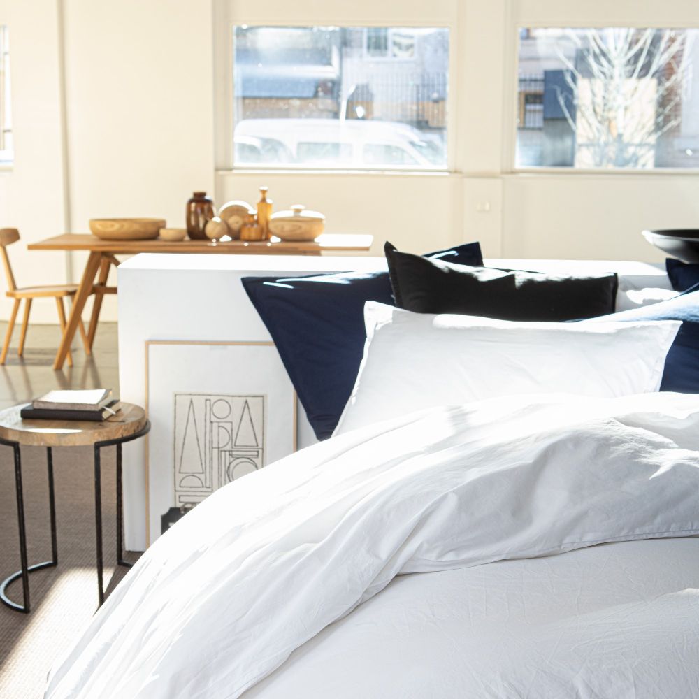 Housse de couette 100% Percale de Coton Lavé 80 fils : Couleur - Blanc