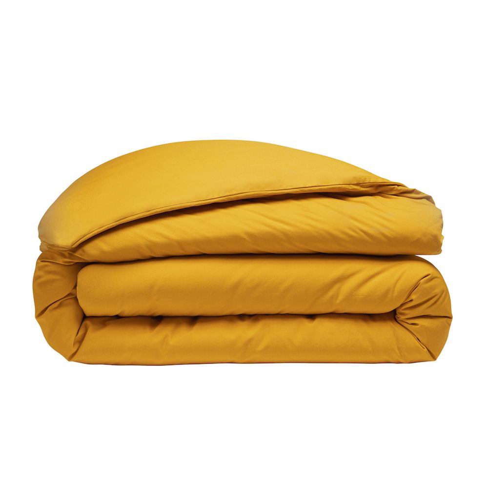 Housse de couette 100% Percale de Coton Lavé 80 fils : Couleur - Jaune