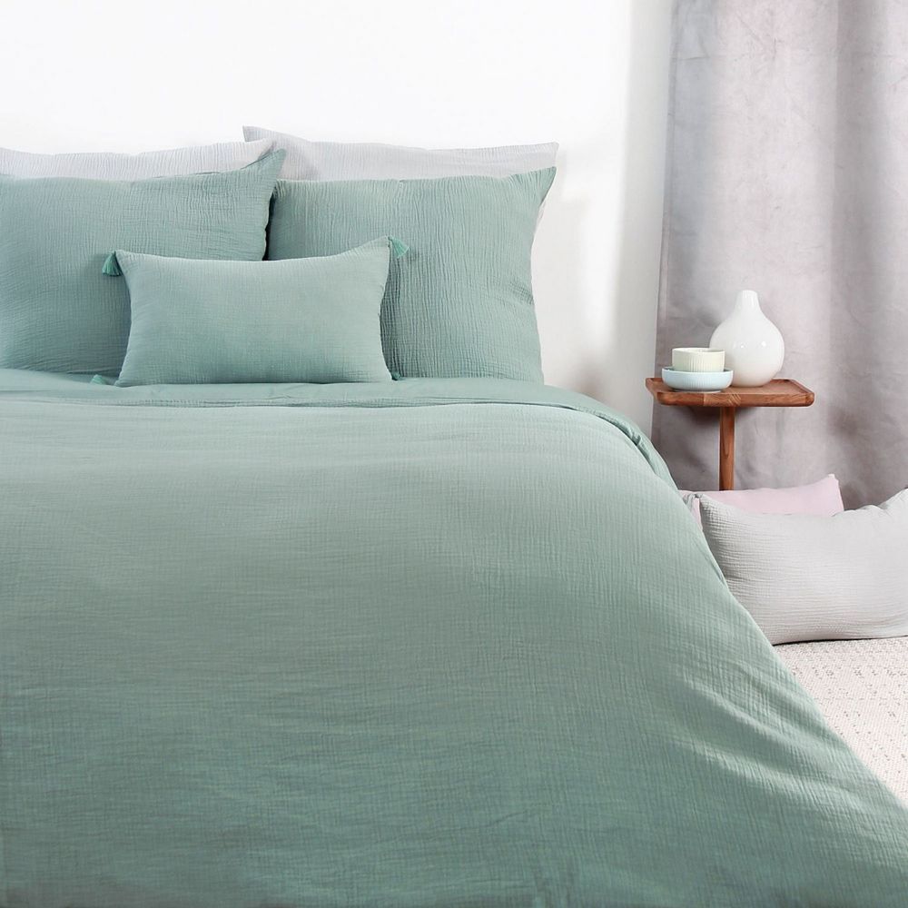 Housse de couette + 1 taie d'oreiller 63x63 Gaze de Coton Amande