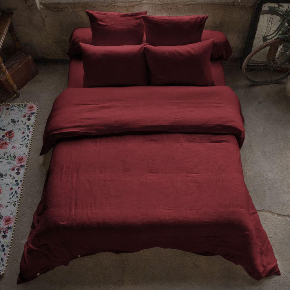 Housse de couette en Gaze de coton Lie De Vin