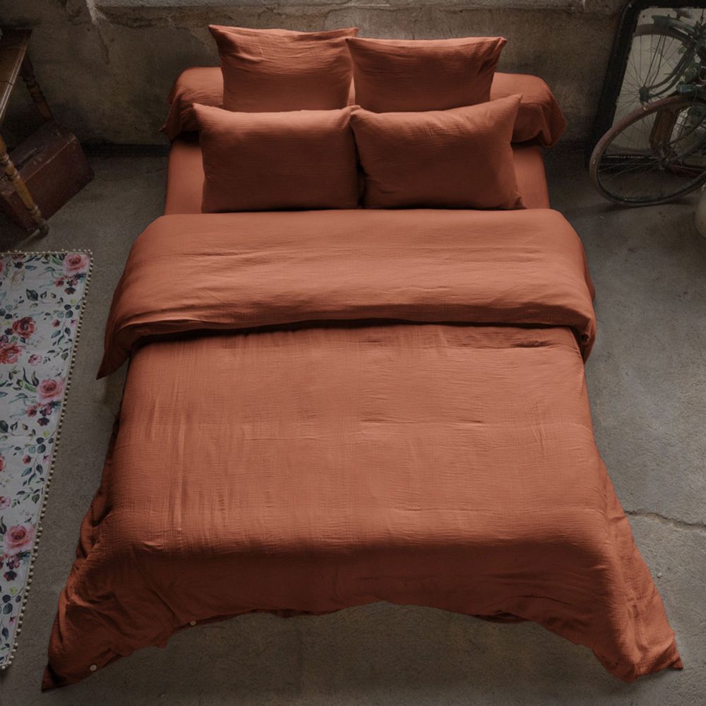 Housse de couette en Gaze de coton Terracotta