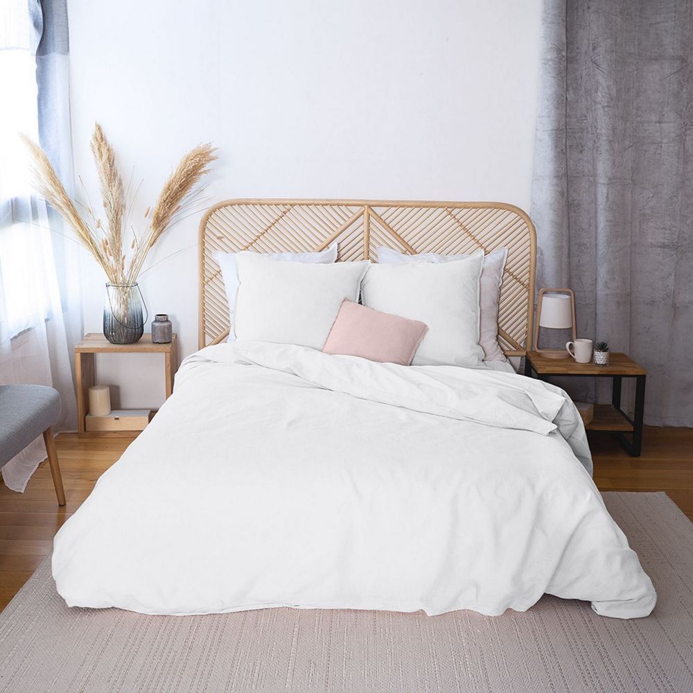 Housse de couette + 2 taies d'oreiller 63x63 Lin Métis Lavé Blanc