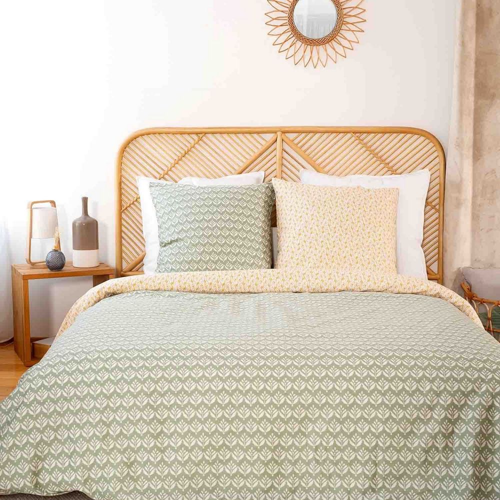 Housse de couette + 2 taies d'oreiller 63x63 Satin de Coton Bio Orient