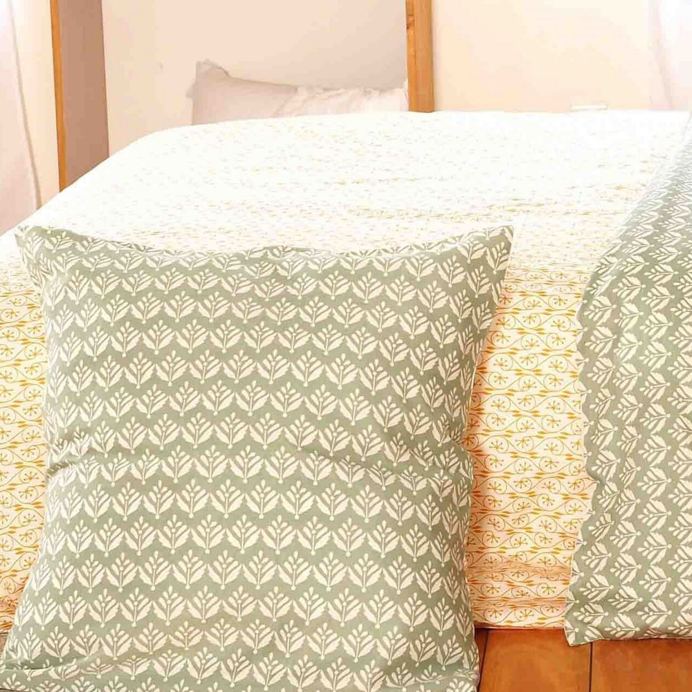 Housse de couette + 2 taies d'oreiller 63x63 Satin de Coton Bio Orient