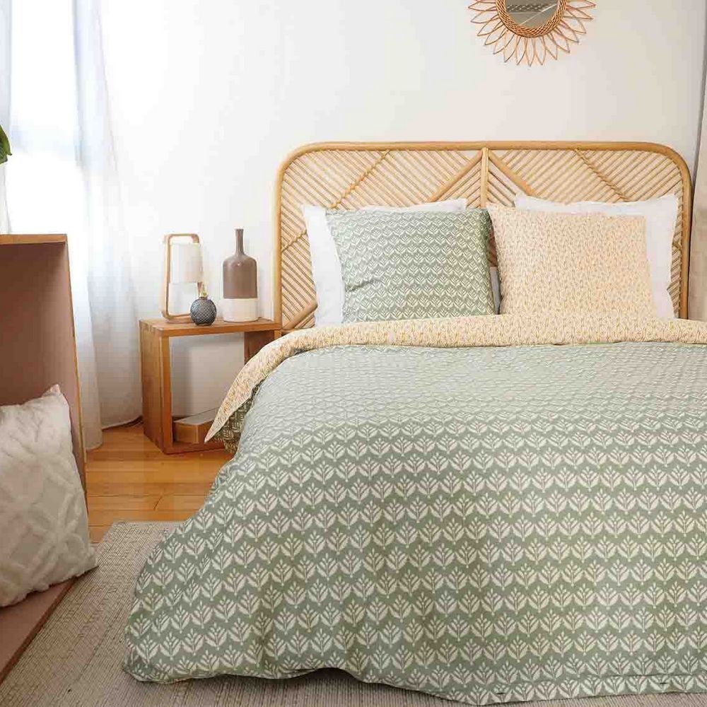 Housse de couette + 2 taies d'oreiller 63x63 Satin de Coton Bio Orient