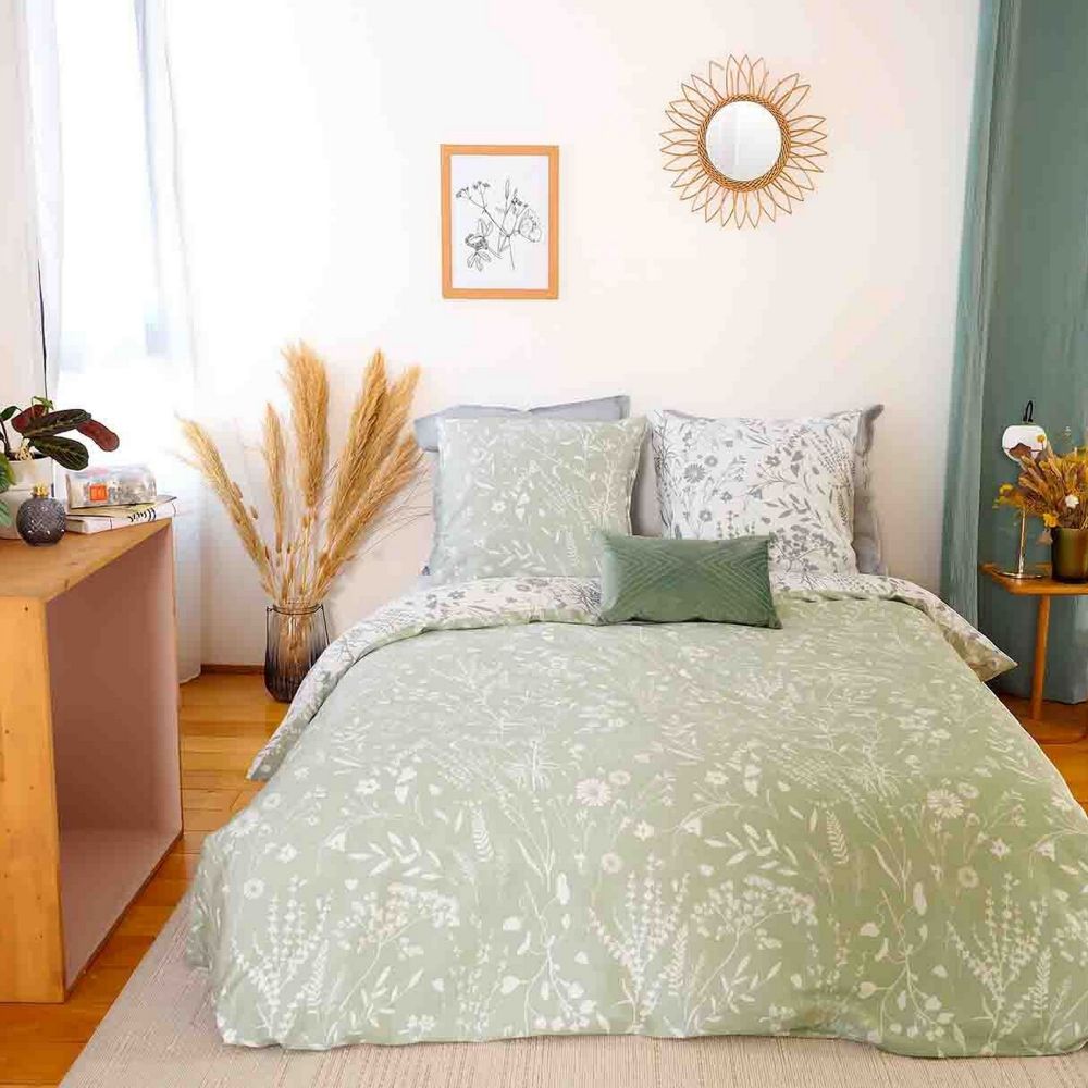 Housse de couette + 2 taies d'oreiller 63x63 Satin de Coton Bio Susie
