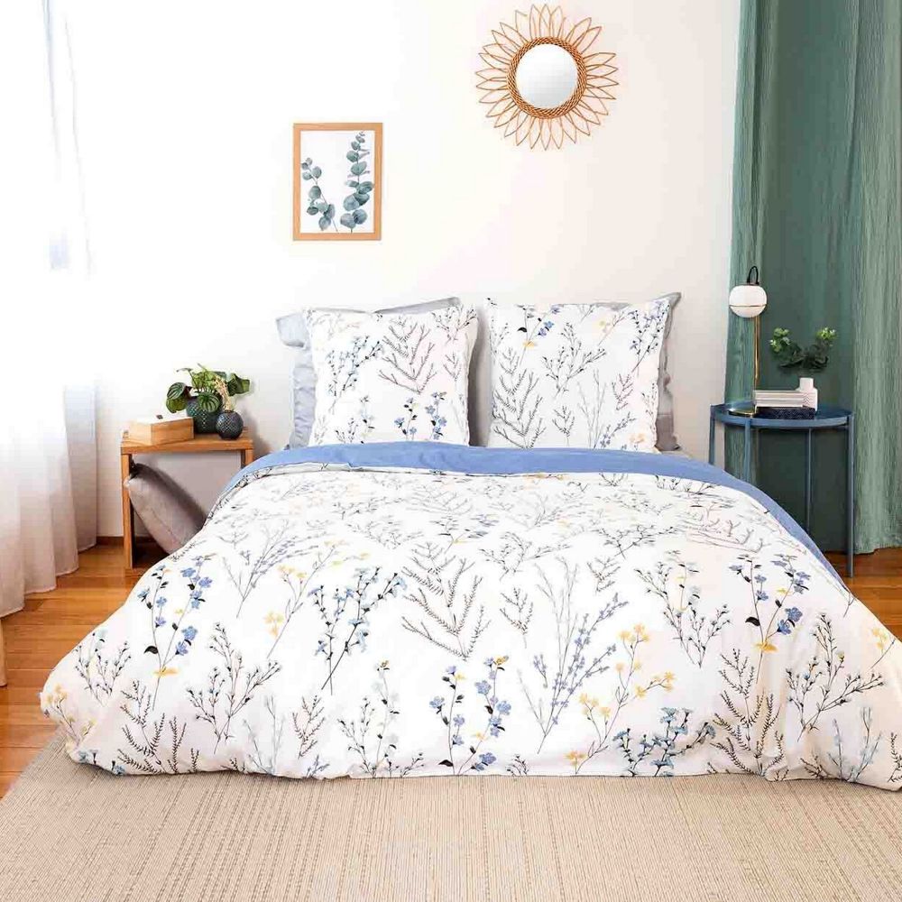 Housse de couette + 2 taies d'oreiller 63x63 Satin de Coton Fanille