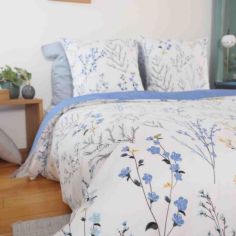 Housse de couette + 2 taies d'oreiller 63x63 Satin de Coton Fanille