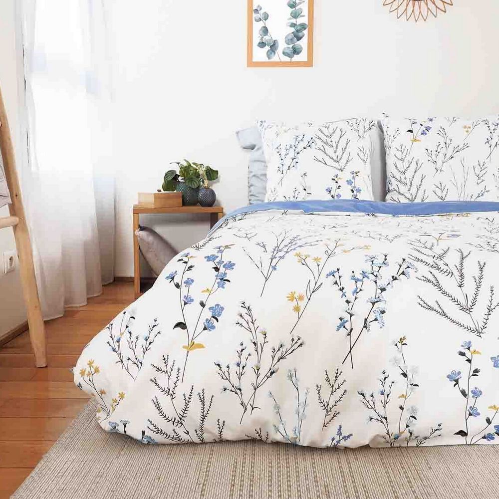 Housse de couette + 2 taies d'oreiller 63x63 Satin de Coton Fanille