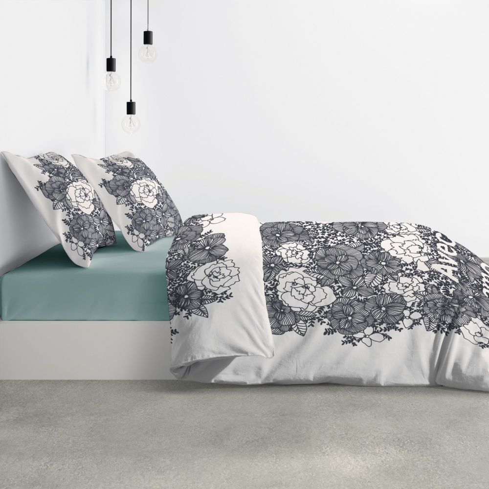 Housse de couette + 2 taies d'oreiller 100% Coton Bio 47 fils Avec Amour