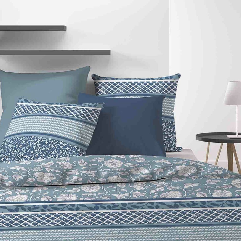 Housse de couette + 2 taies d'oreiller 65x65 100% Coton Bio 57 fils Debby