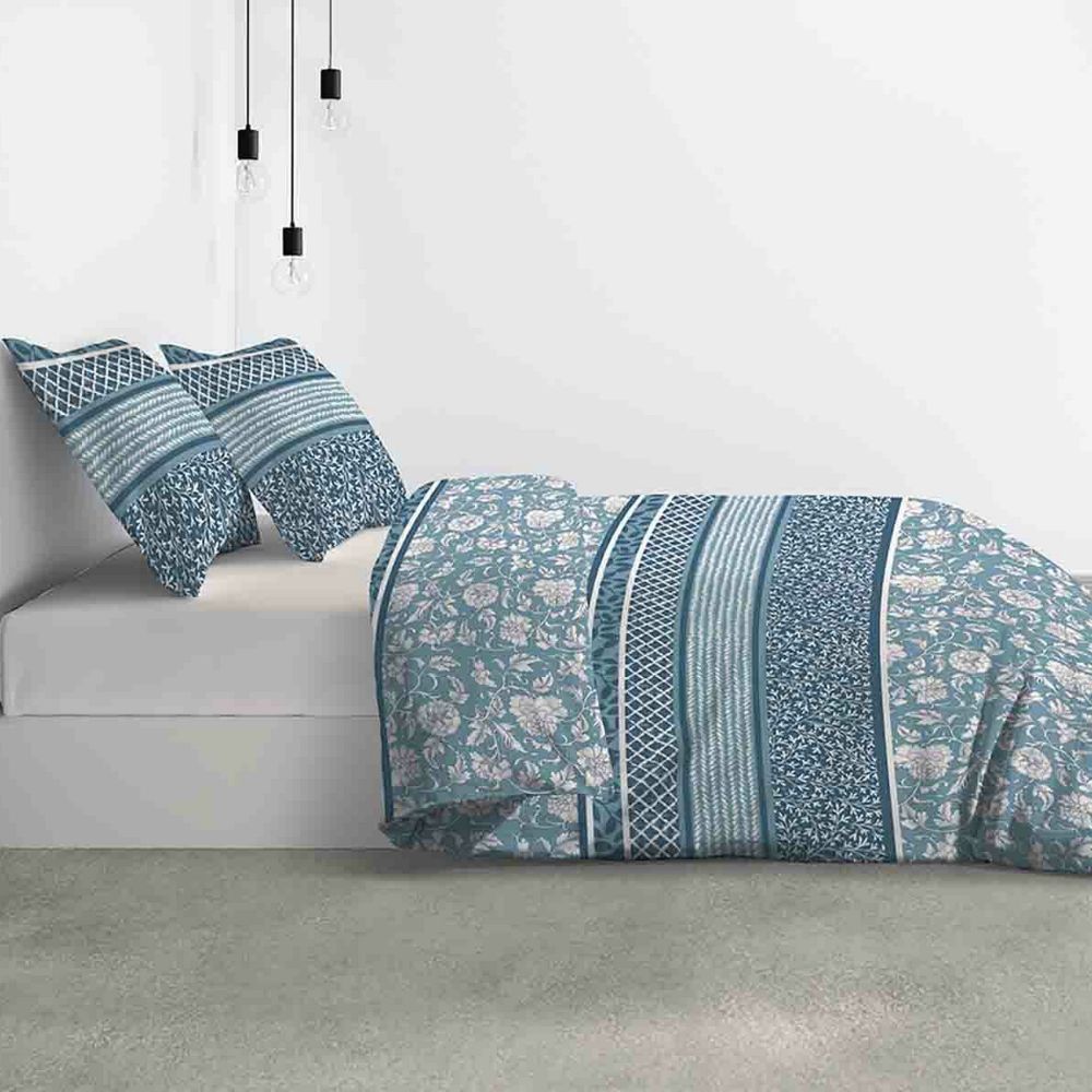 Housse de couette + 2 taies d'oreiller 65x65 100% Coton Bio 57 fils Debby
