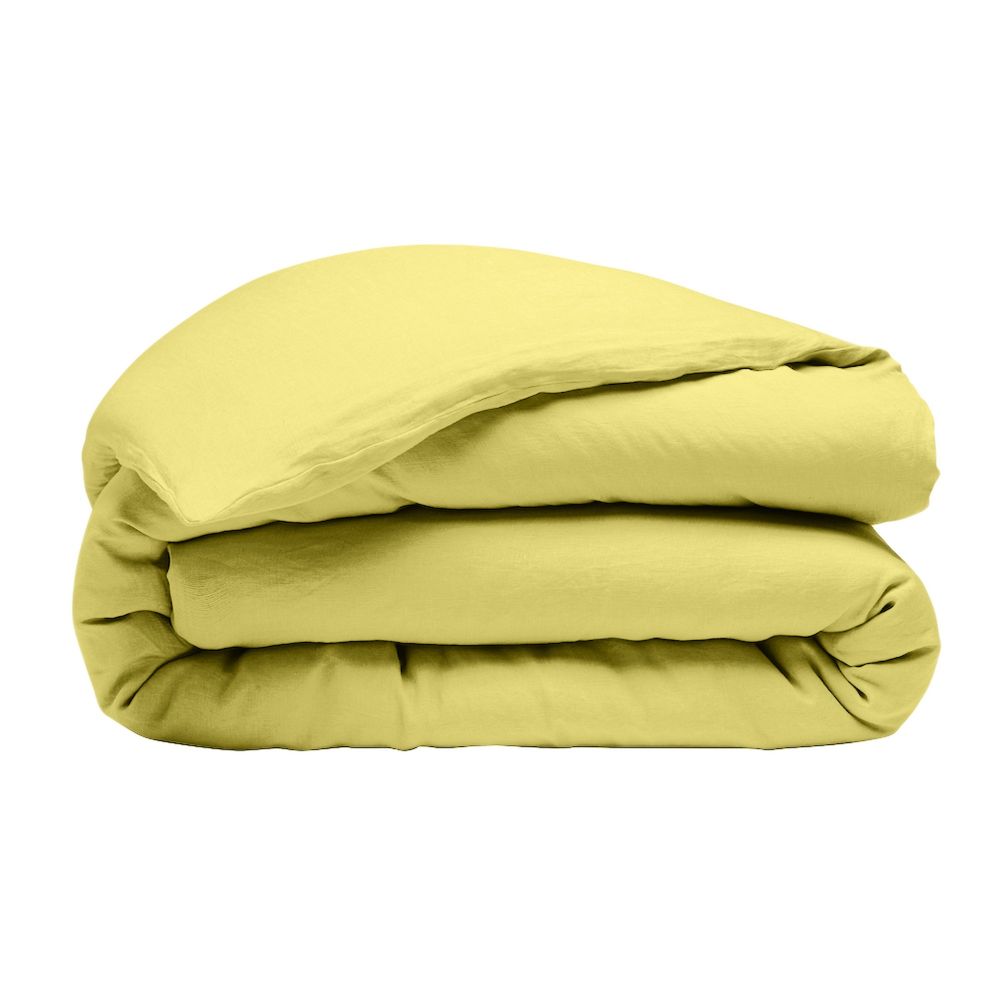 Housse de couette + 2 taies d'oreiller 65x65 en lin Français lavé Poire