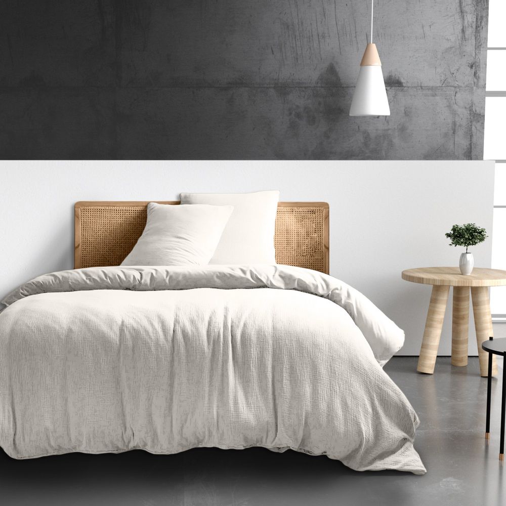 Housse de couette Gaze de Coton Blanc Pur