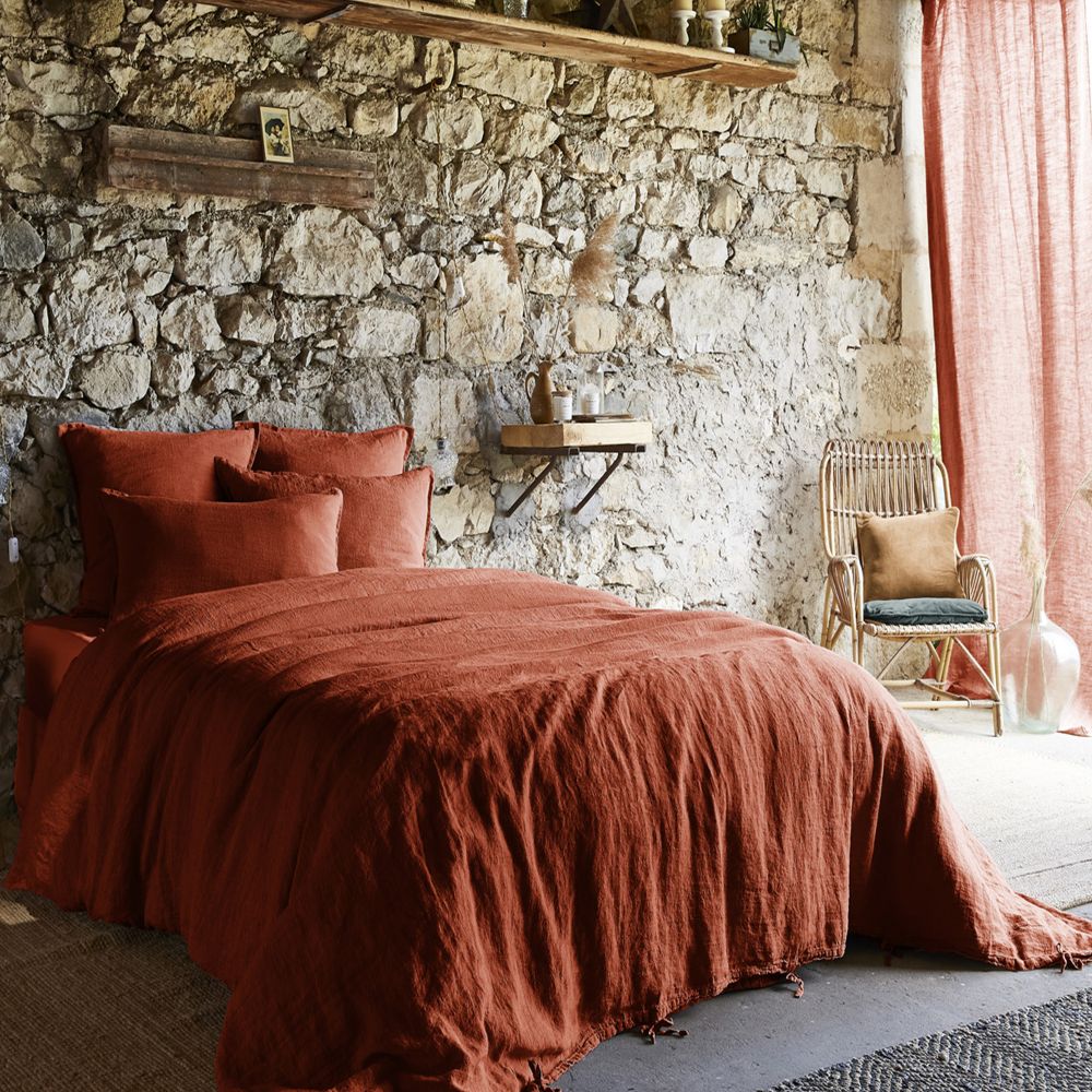 Housse de couette Lin Français Paprika