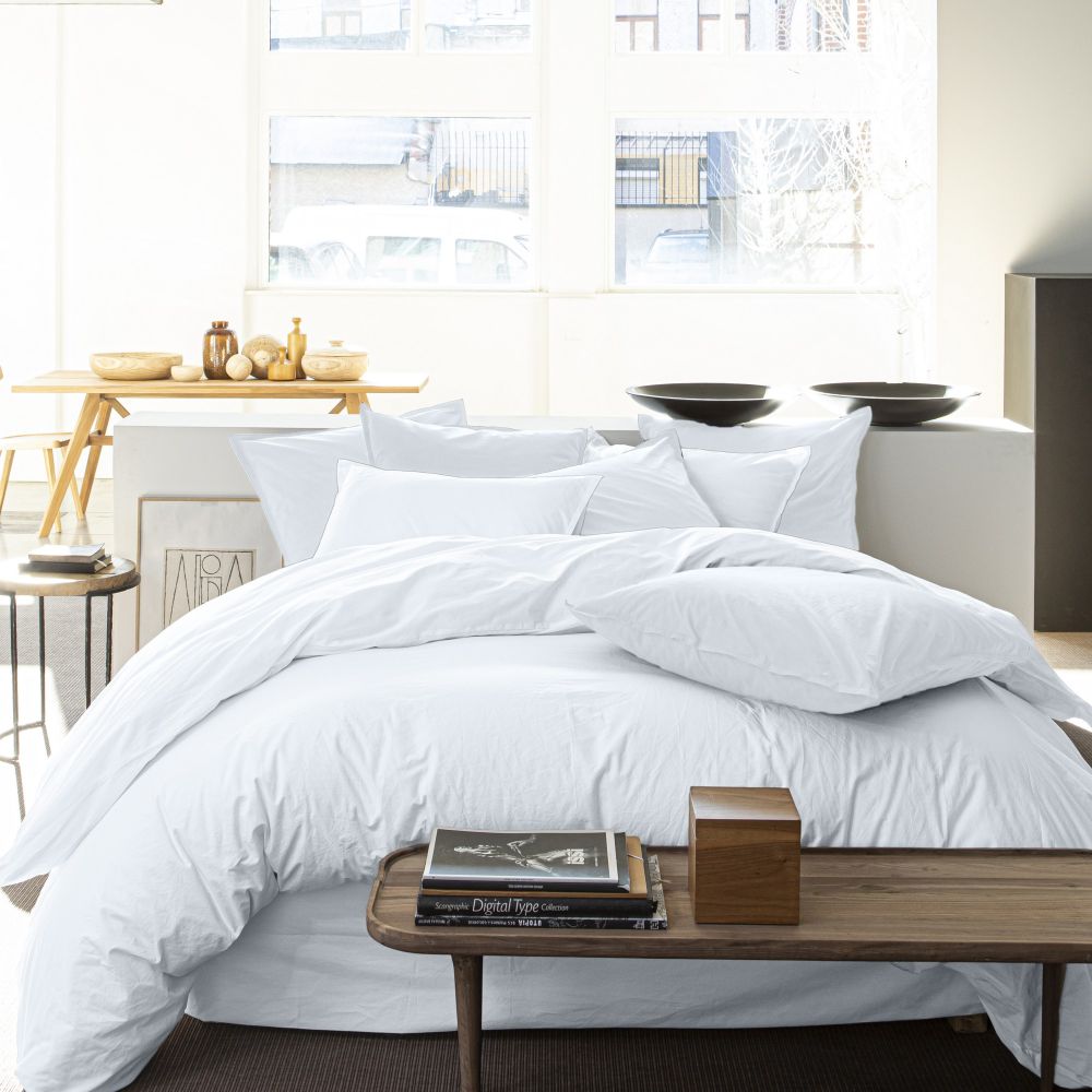 Housse de couette Percale de Coton Blanc Nuage