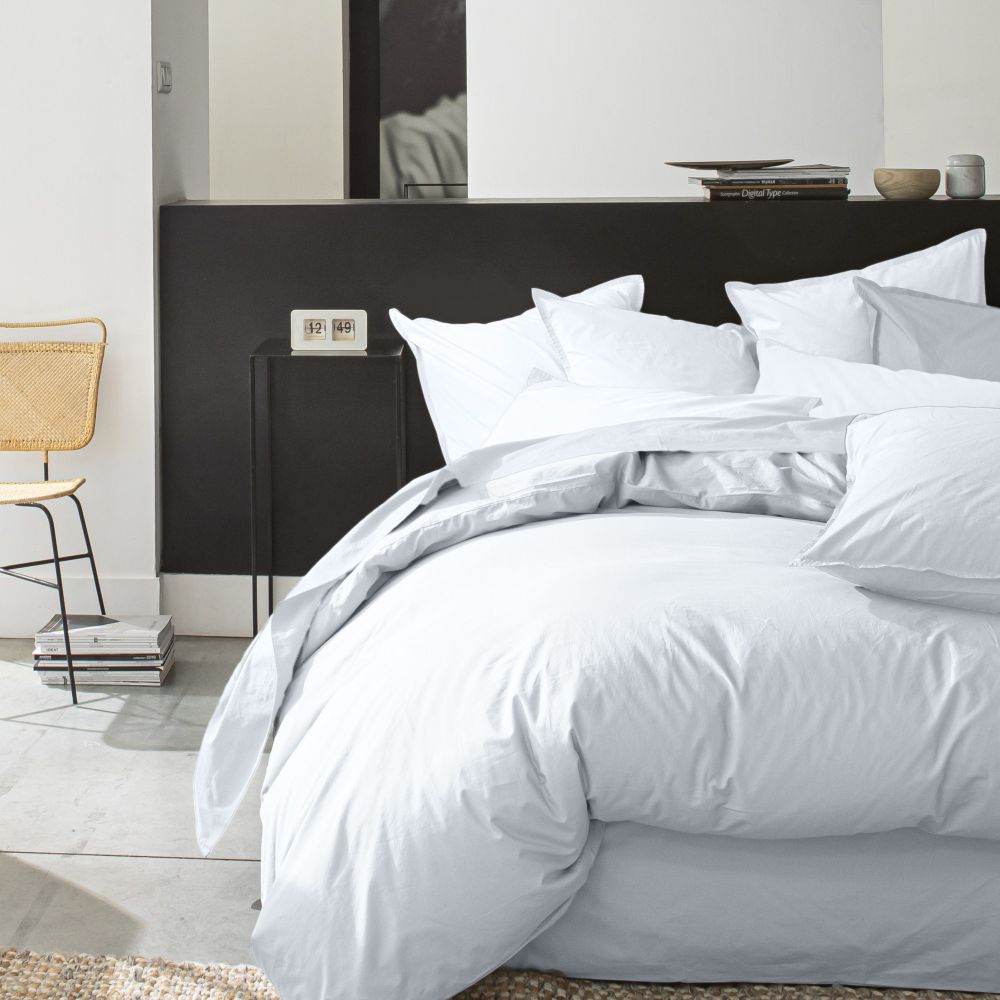 Housse de couette Percale de Coton Blanc Nuage