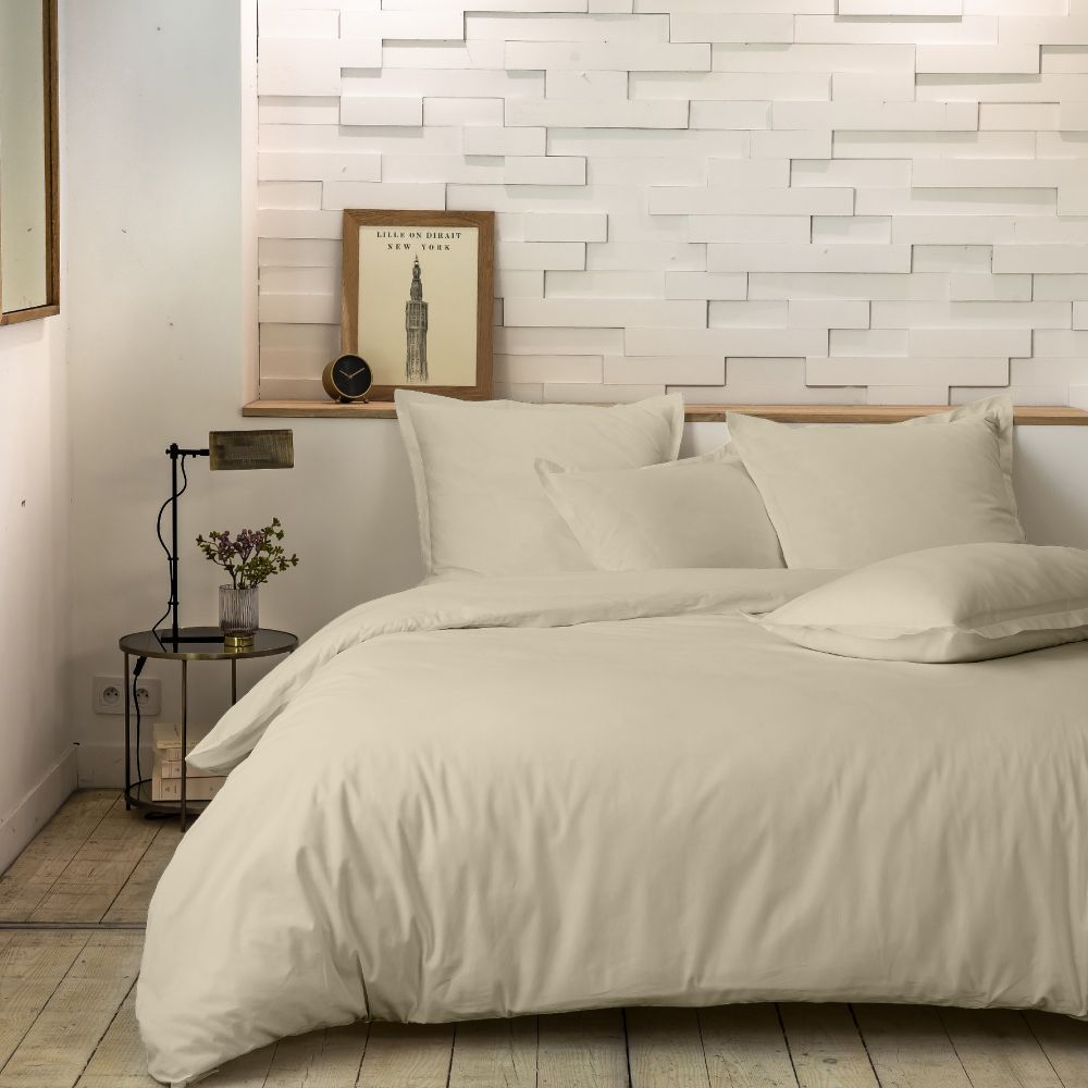 Housse de couette Percale de Coton Ecru Naturel