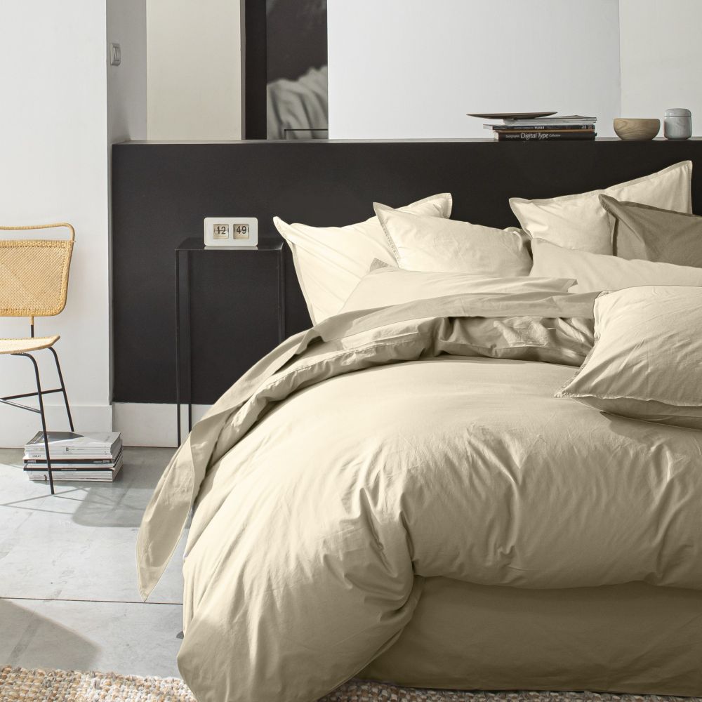 Housse de couette Percale de Coton Ecru Naturel