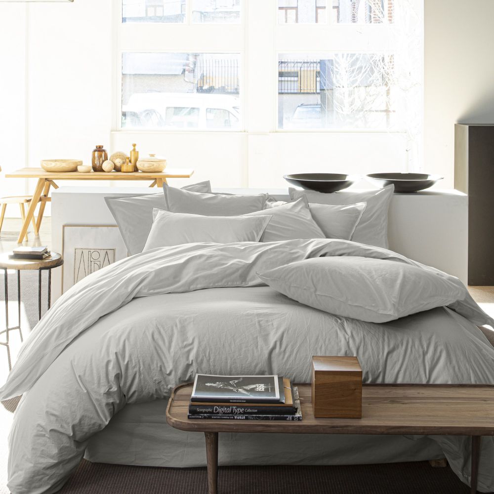Housse de couette Percale de Coton Gris Perle