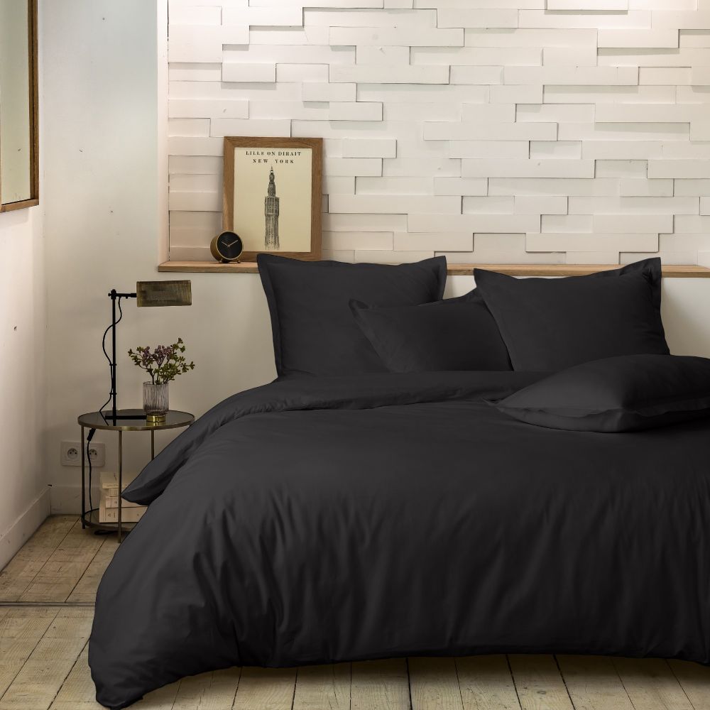 Housse de couette Percale de Coton Noir