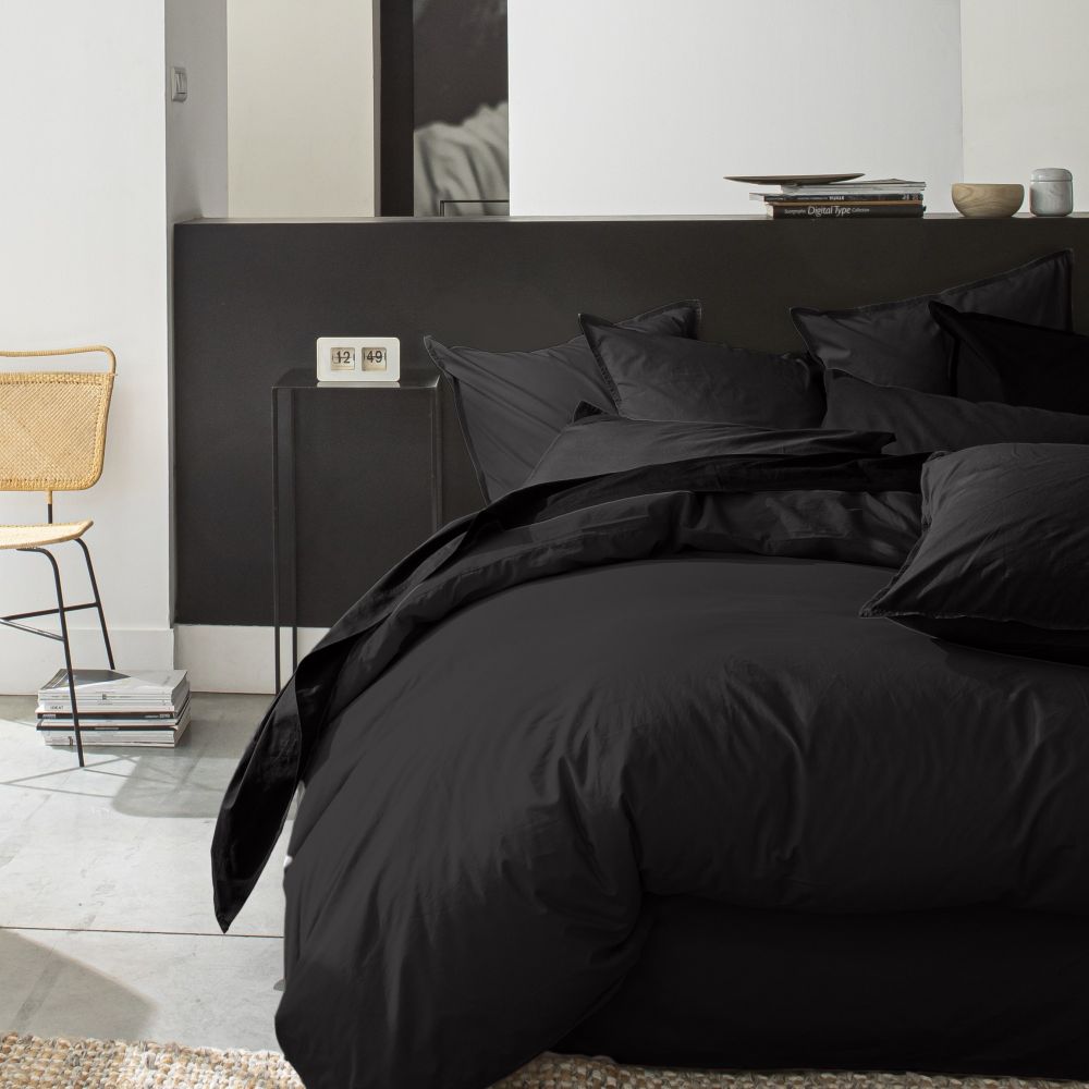 Housse de couette Percale de Coton Noir