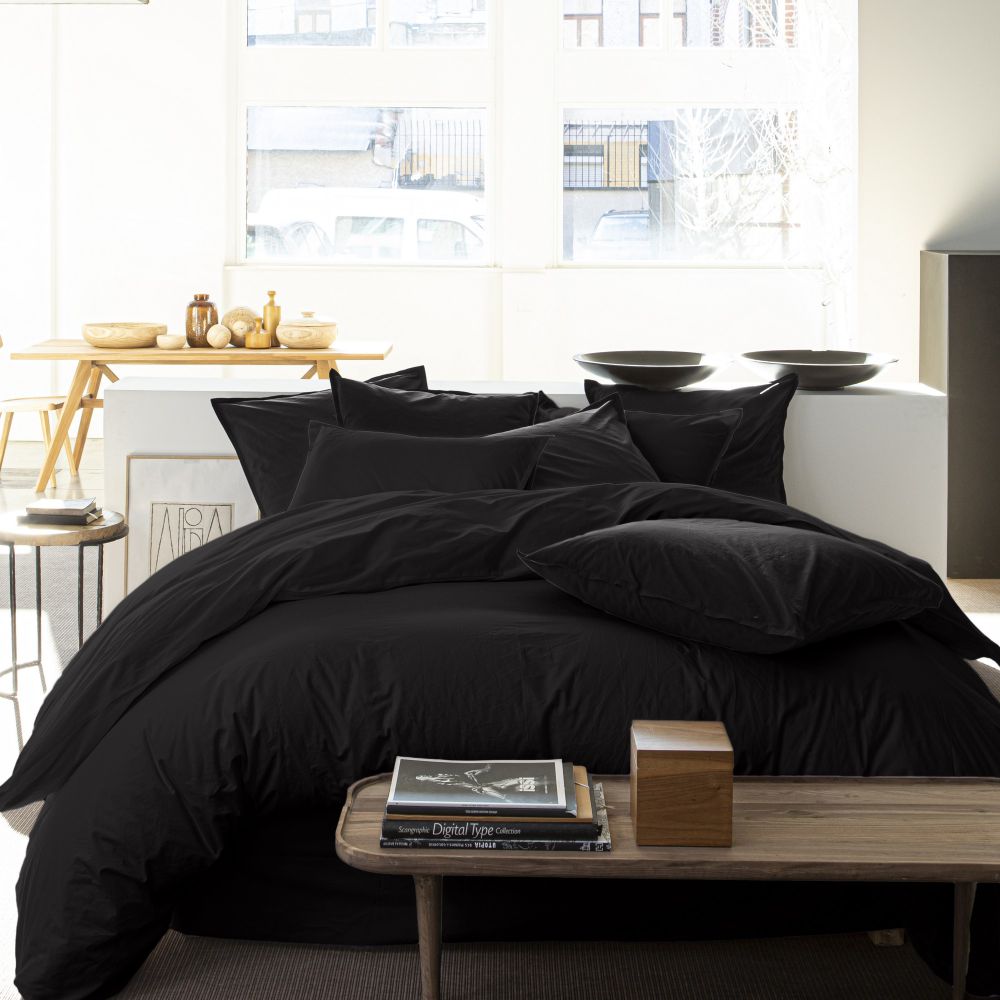 Housse de couette Percale de Coton Noir