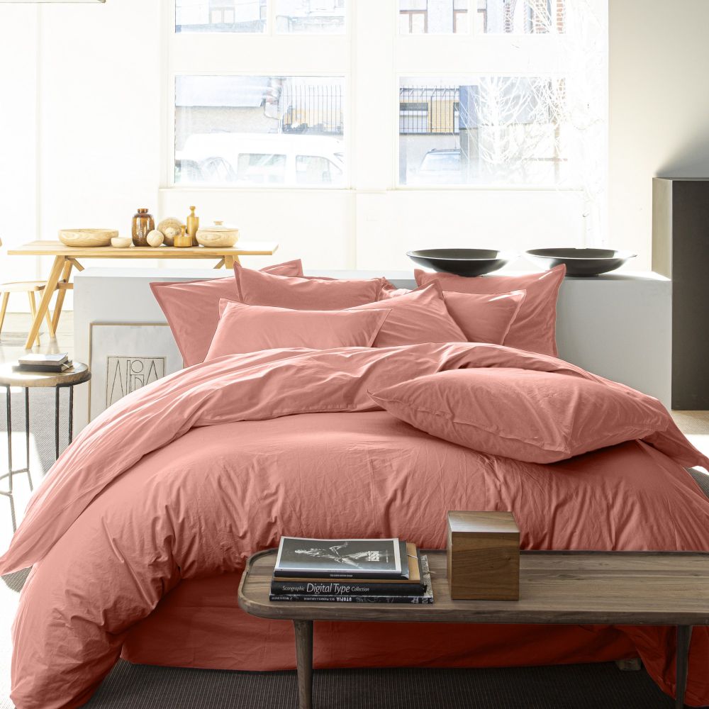 Housse de couette Percale de Coton Rose Poudré