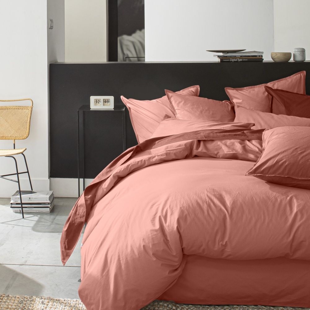 Housse de couette Percale de Coton Rose Poudré