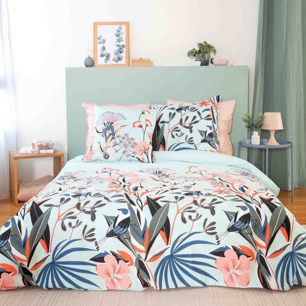 Housse de couette + 2 taies d'oreiller 63x63 Satin de Coton Bio Paya