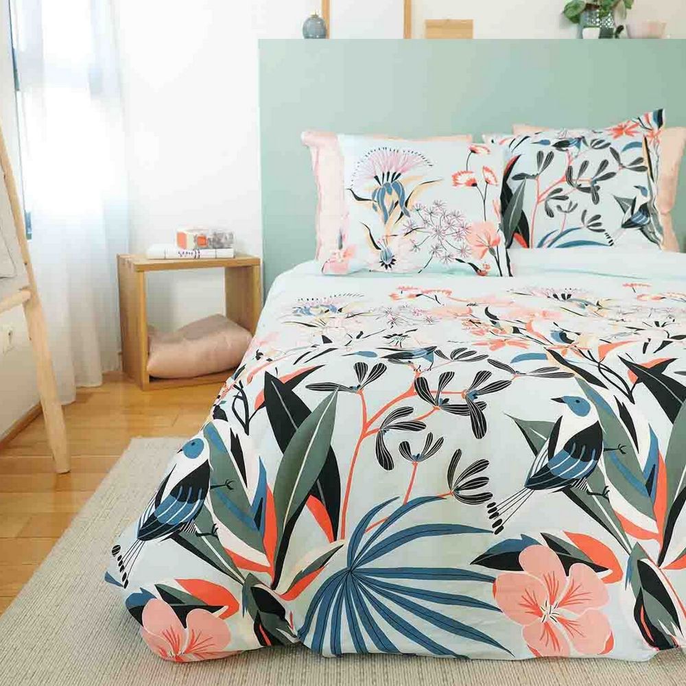 Housse de couette + 2 taies d'oreiller 63x63 Satin de Coton Bio Paya