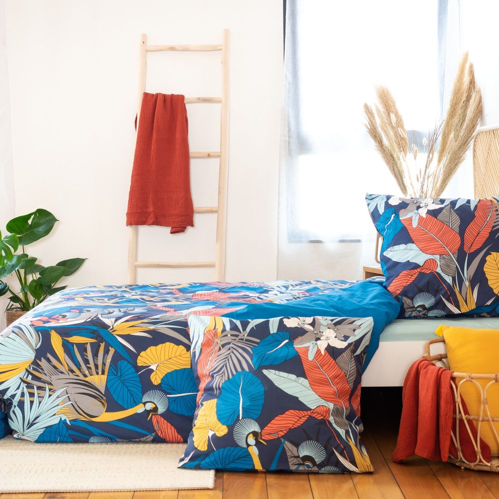 Housse de couette + 2 taies d'oreiller 63x63 Satin de Coton Parade