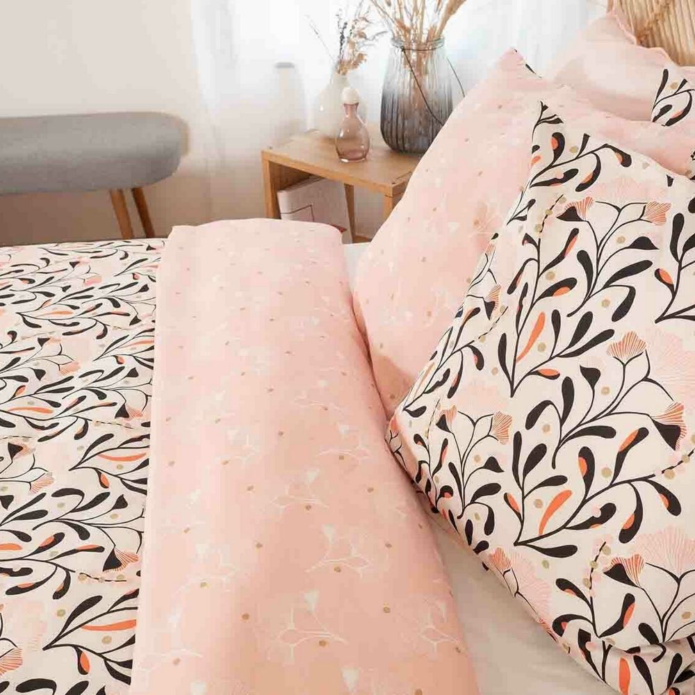 Housse de couette + 2 taies d'oreiller 63x63 Satin de Coton Bio Joy