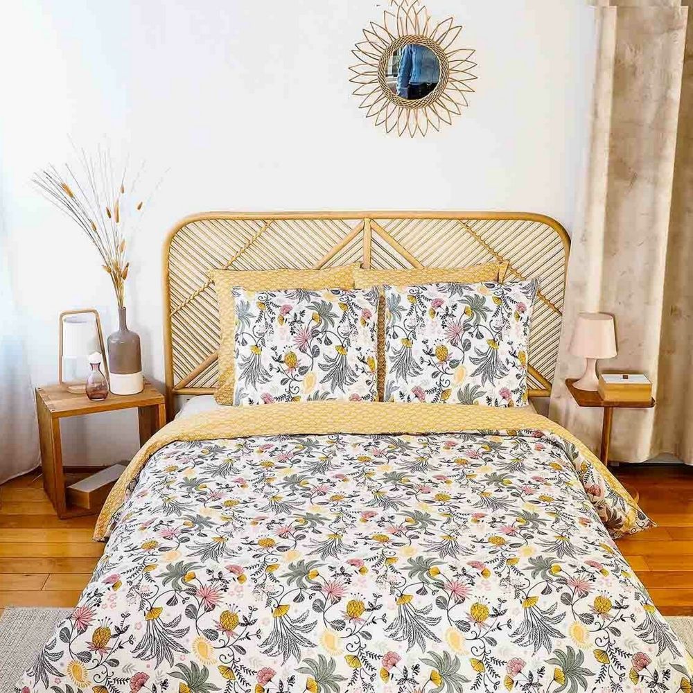 Housse de couette + 2 taies d'oreiller 63x63 Satin de Coton Bio Wayan