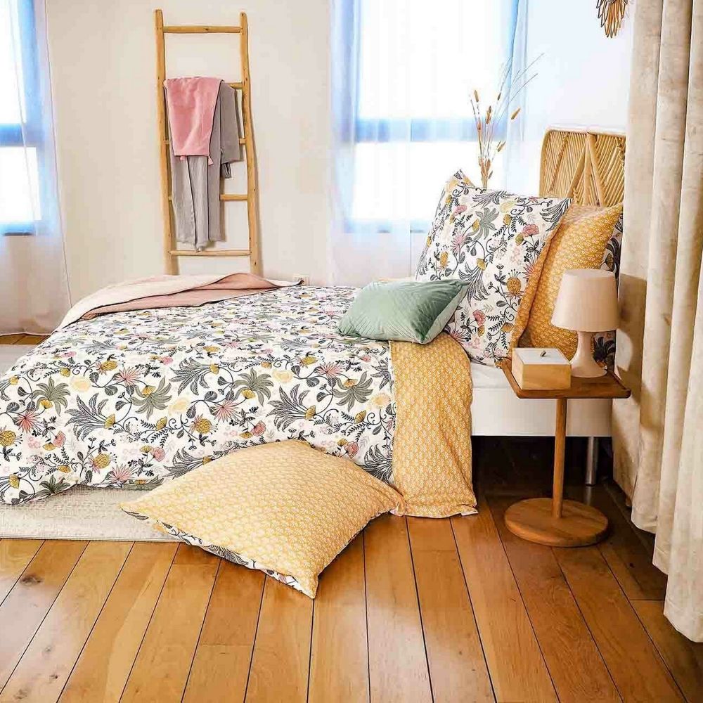 Housse de couette + 2 taies d'oreiller 63x63 Satin de Coton Bio Wayan