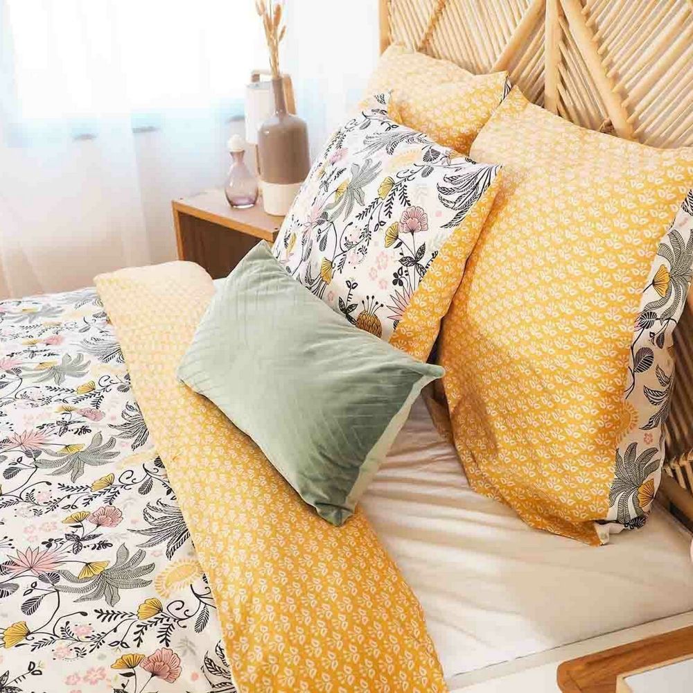 Housse de couette + 2 taies d'oreiller 63x63 Satin de Coton Bio Wayan