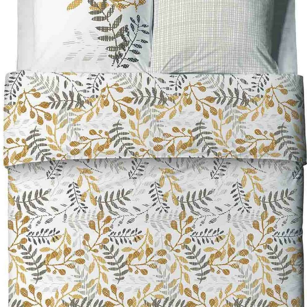 Housse de couette + 2 taies d'oreiller 65x65 100% Coton Bio 57 fils Eloa