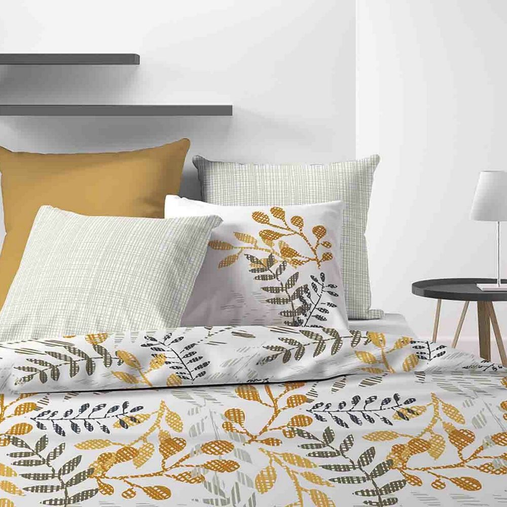 Housse de couette + 2 taies d'oreiller 65x65 100% Coton Bio 57 fils Eloa