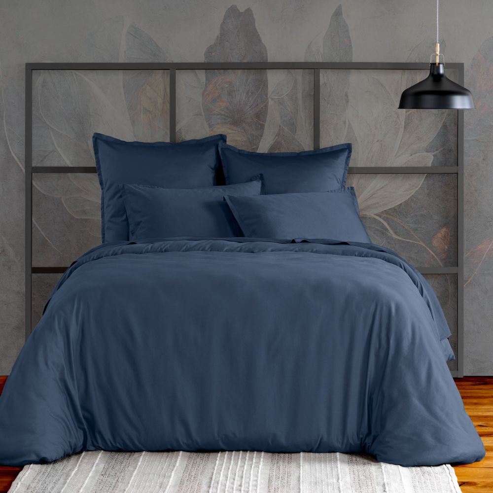 Housse de couette Satin de Coton Bleu